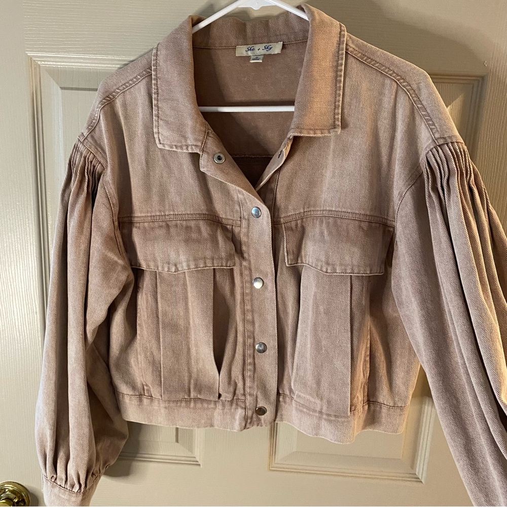 Oversized Cropped Denim Jacket - image 2